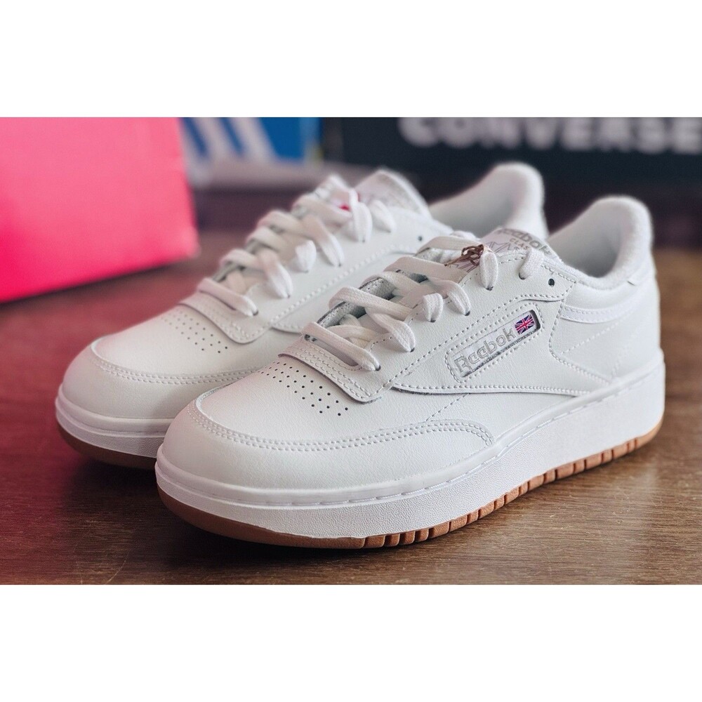 Women’s Size 8.5 Reebok Club C Double White Gum Platform 100001198 NIB